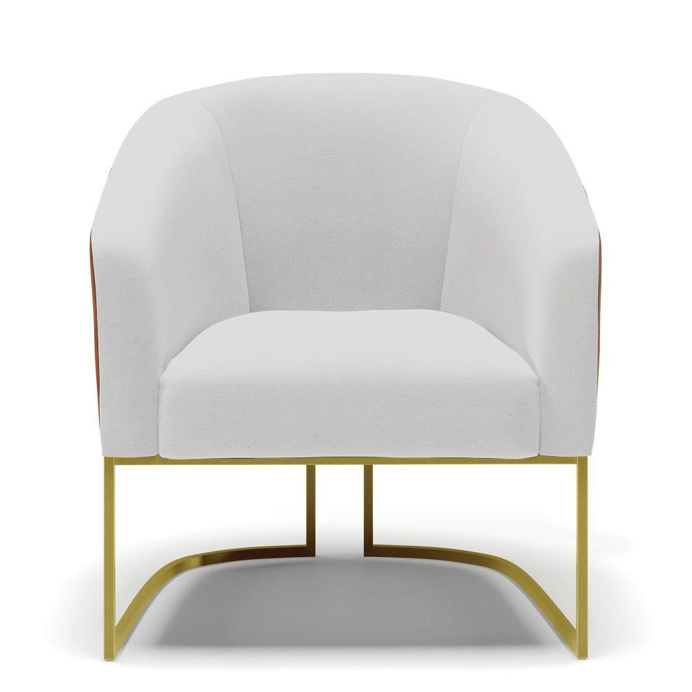 Cadeira Sala De Jantar Base Industrial Dourada Stella Noz/linho D03 - D'rossi Cor Cinza - 3