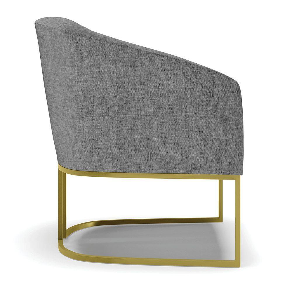 Cadeira Sala De Jantar Base Industrial Dourado Kit 2 Stella Linho D03 - D'rossi Cor Grafite - 3