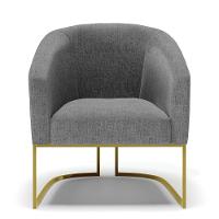 Cadeira Sala De Jantar Base Industrial Dourado Kit 2 Stella Linho D03 - D'rossi Cor Grafite