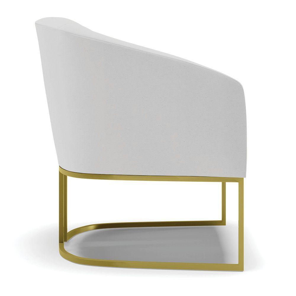 Cadeira Sala De Jantar Base Industrial Dourado Kit 2 Stella Linho D03 - D'rossi Cor Cinza - 2