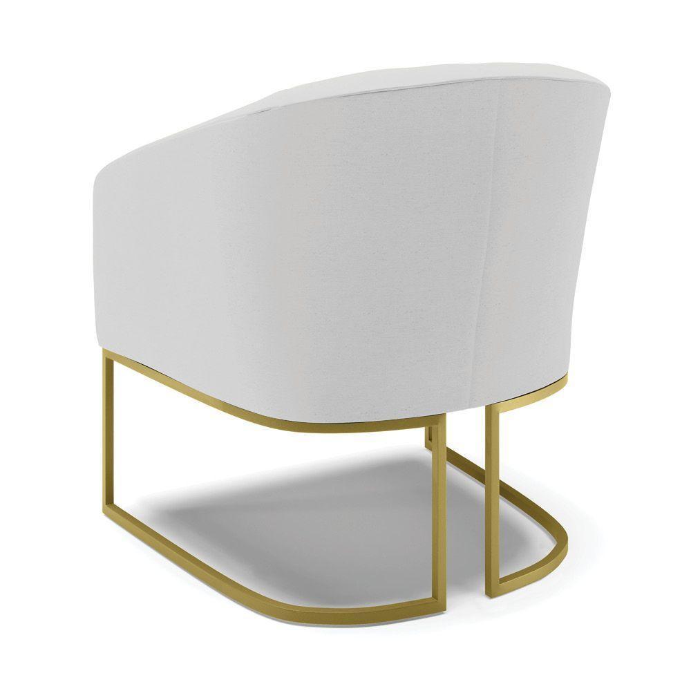 Cadeira Sala De Jantar Base Industrial Dourado Kit 2 Stella Linho D03 - D'rossi Cor Cinza - 5