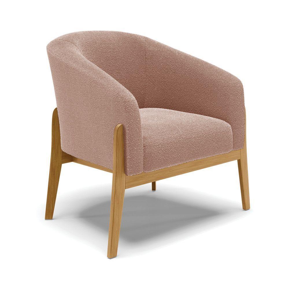 Cadeira Sala De Jantar Base De Madeira Stella Bouclê D03 - D\\\'rossi Cor Rose - 1