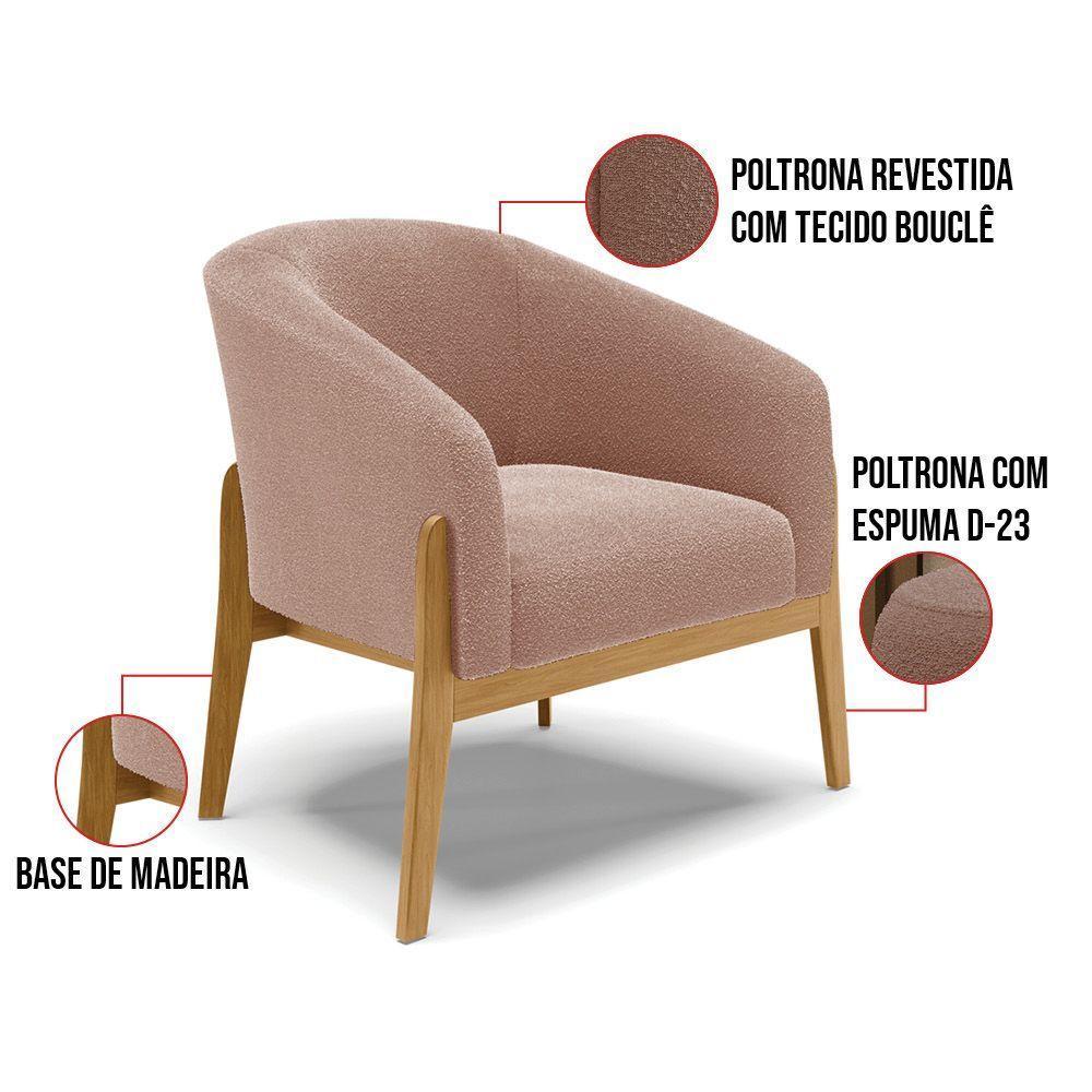 Cadeira Sala De Jantar Base De Madeira Stella Bouclê D03 - D\\\'rossi Cor Rose - 6