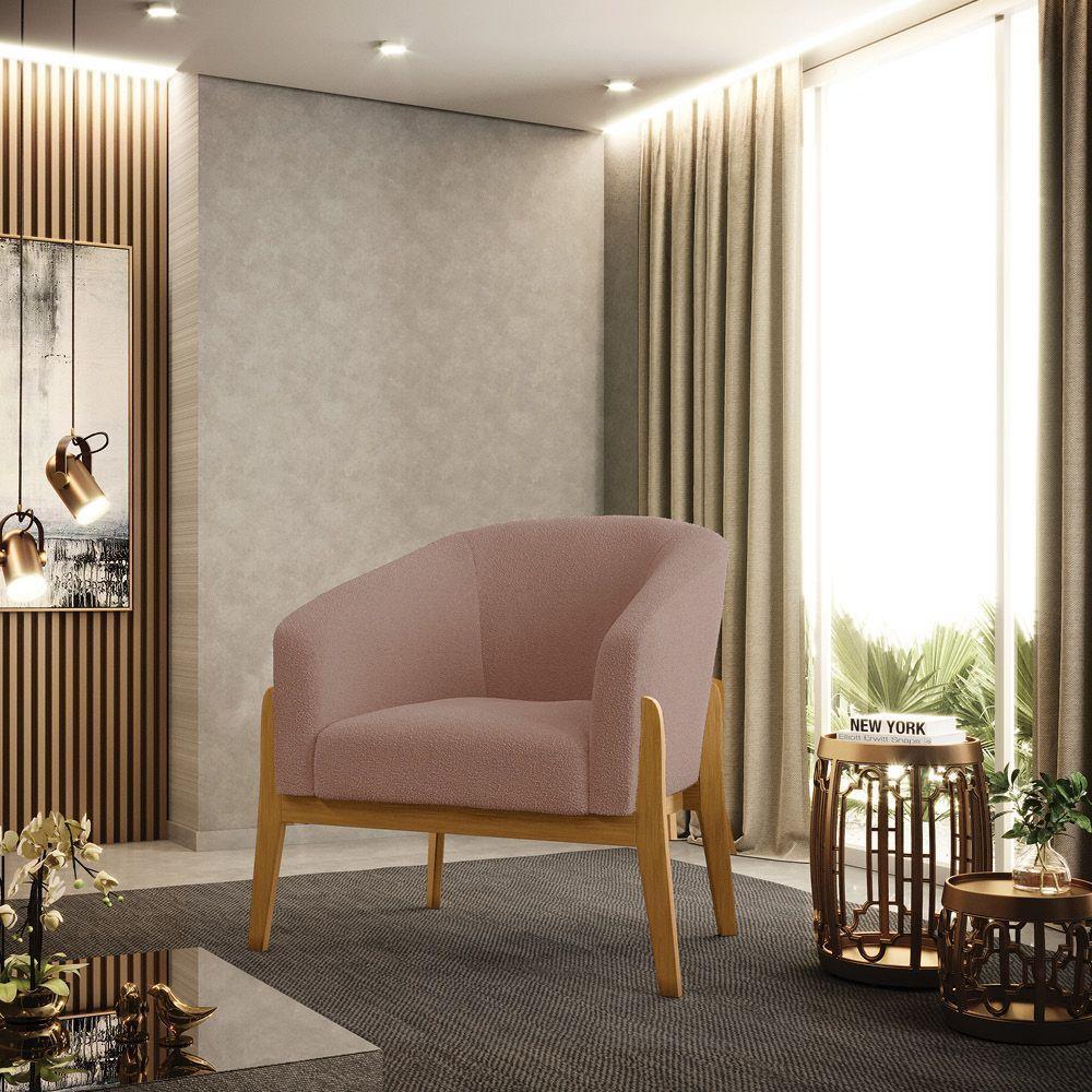 Cadeira Sala De Jantar Base De Madeira Stella Bouclê D03 - D\\\'rossi Cor Rose - 7