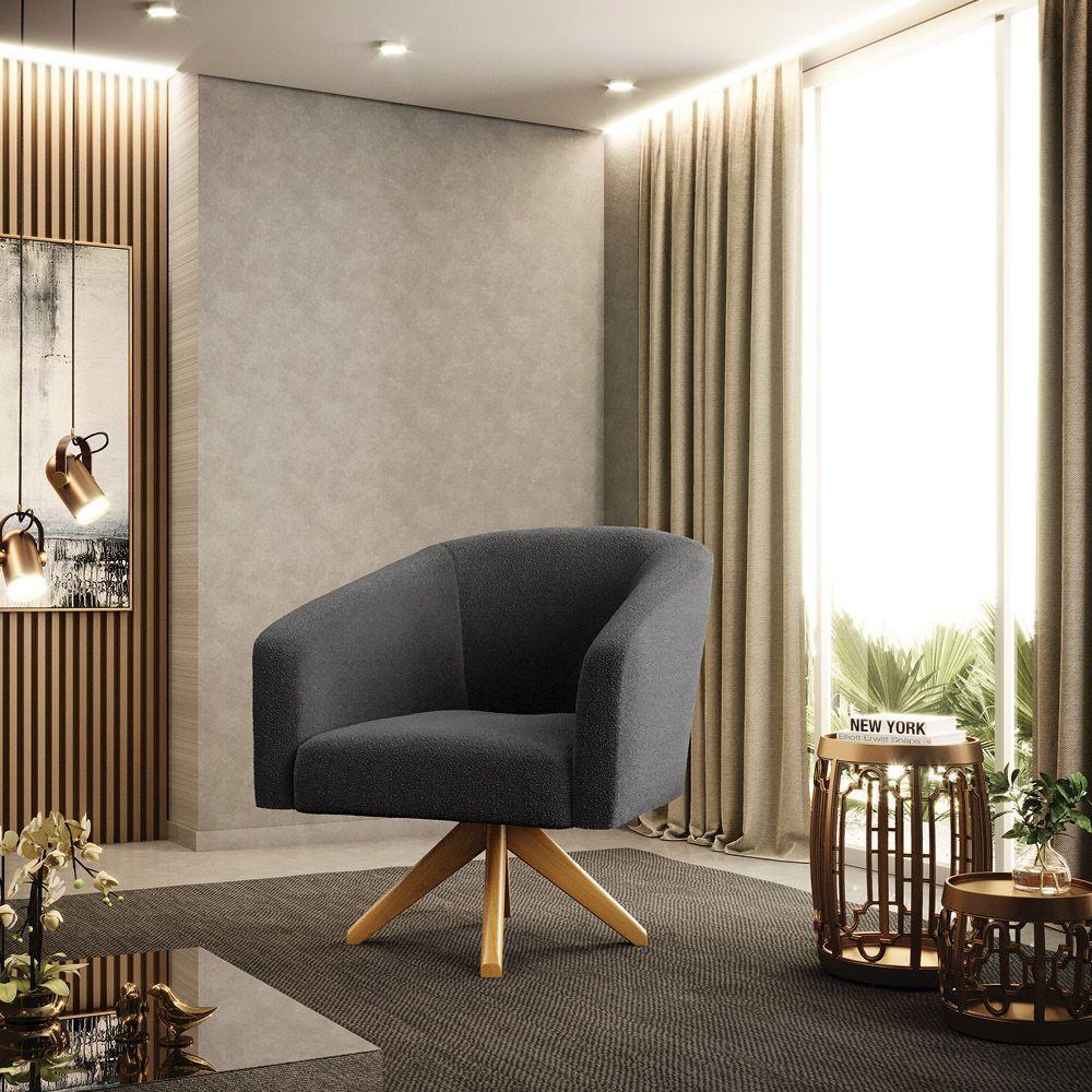 Cadeira Sala De Jantar Giratória Ma30 Kit 2 Stella Bouclê D03 - D'rossi Cor Grafite - 6