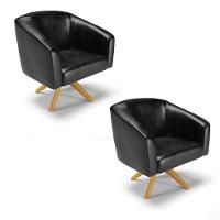 Cadeira Sala De Jantar Giratória Ma30 Kit 2 Stella Sintético Pu D03 - D'rossi Cor Preto - 1