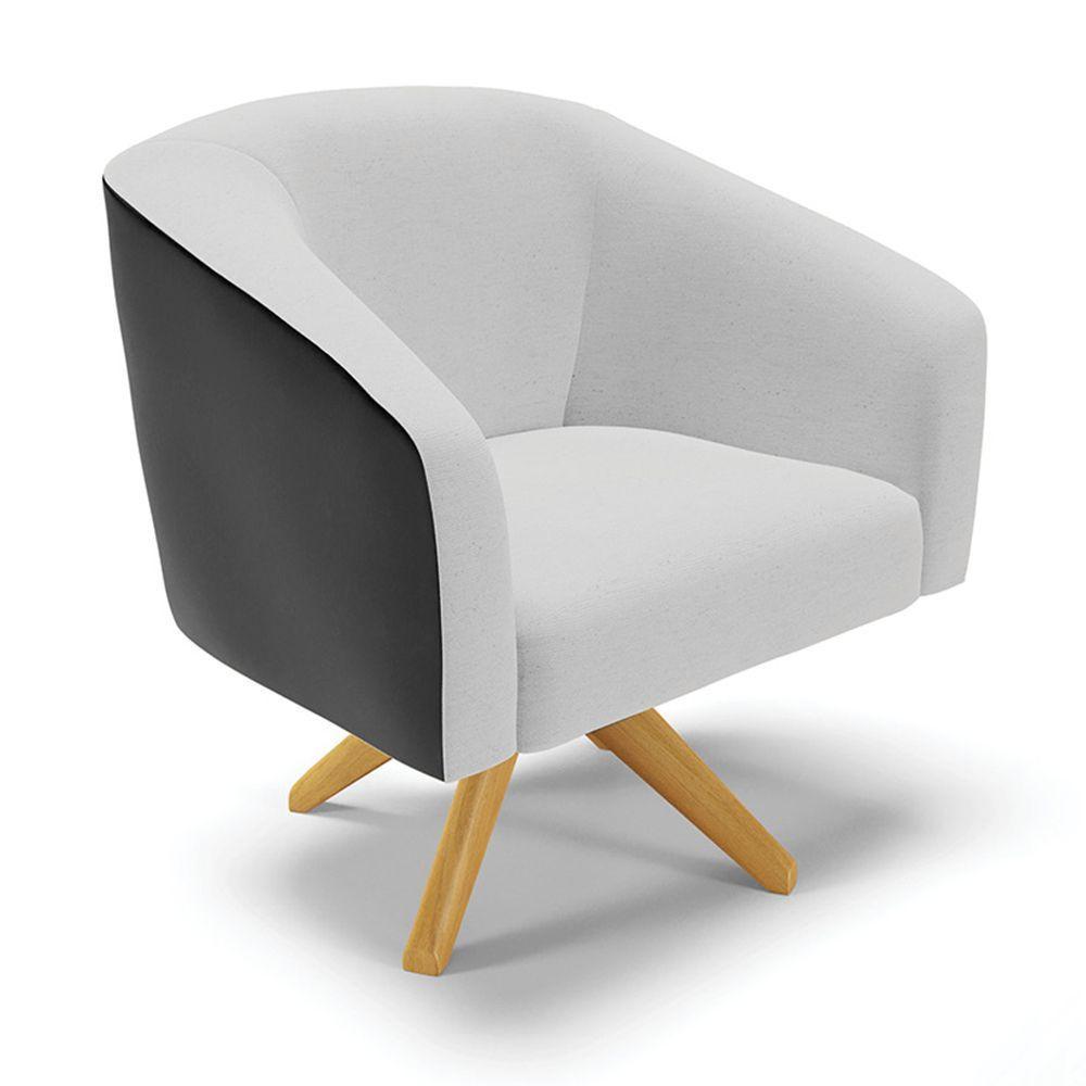 Cadeira Sala De Jantar Giratória Ma30 Kit 2 Stella Pto/linho D03 - D'rossi Cor Cinza - 4