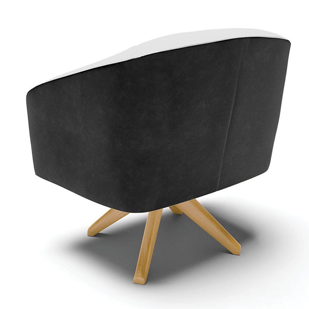 Cadeira Sala De Jantar Giratória Ma30 Kit 2 Stella Pto/linho D03 - D'rossi Cor Cinza - 5