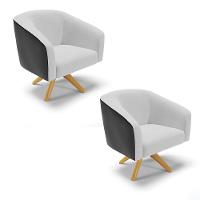 Cadeira Sala De Jantar Giratória Ma30 Kit 2 Stella Pto/linho D03 - D'rossi Cor Cinza - 1