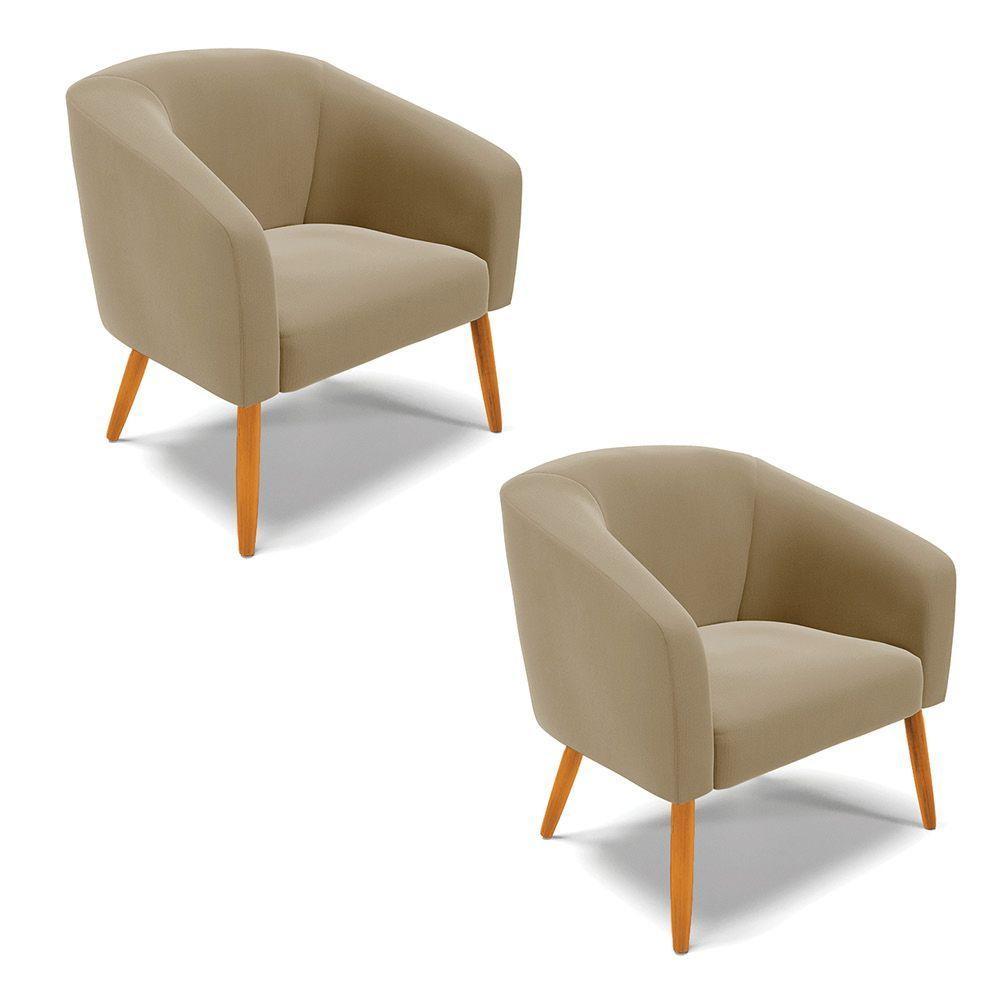 Cadeira Sala De Jantar Pé Palito Castanho Kit 2 Stella Suede D03 - D'rossi Cor Marrom Rato - 1