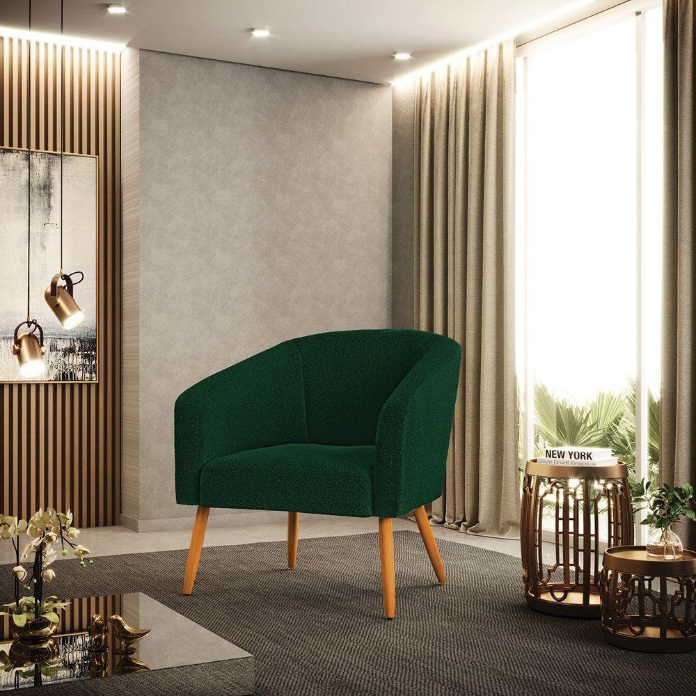 Cadeira Sala De Jantar Pé Palito Castanho Kit 2 Stella Bouclê D03 - D'rossi Cor Verde - 6