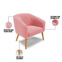 Cadeira Sala De Jantar Pé Palito Castanho Kit 2 Stella Suede D03 - D'rossi Cor Rose - 6