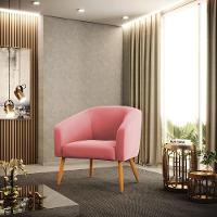 Cadeira Sala De Jantar Pé Palito Castanho Kit 2 Stella Suede D03 - D'rossi Cor Rose - 7