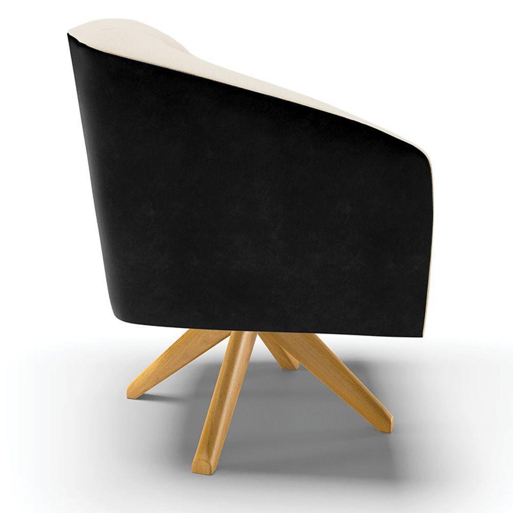 Cadeira Sala De Jantar Giratória Ma30 Kit 2 Stella Pto/linho D03 - D'rossi Cor Bege - 3