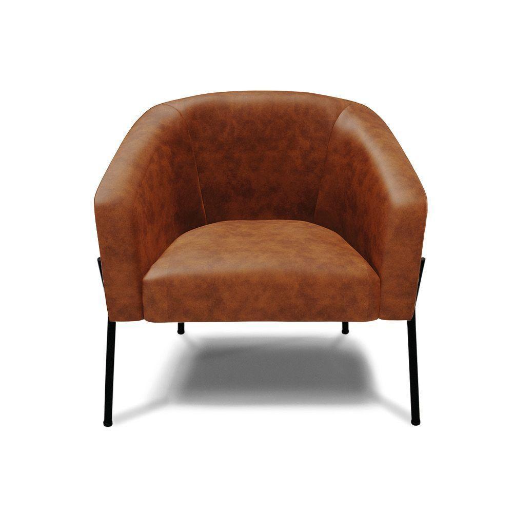 Cadeira Sala De Jantar Pé De Ferro Preto Kit 2 Stella Sintético Pu D03 - D'rossi Cor Nozes - 2