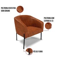 Cadeira Sala De Jantar Pé De Ferro Preto Kit 2 Stella Sintético Pu D03 - D'rossi Cor Nozes - 5