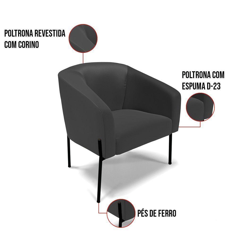 Cadeira Sala De Jantar Pé De Ferro Preto Stella Sintético D03 - D'rossi Cor Preto - 4