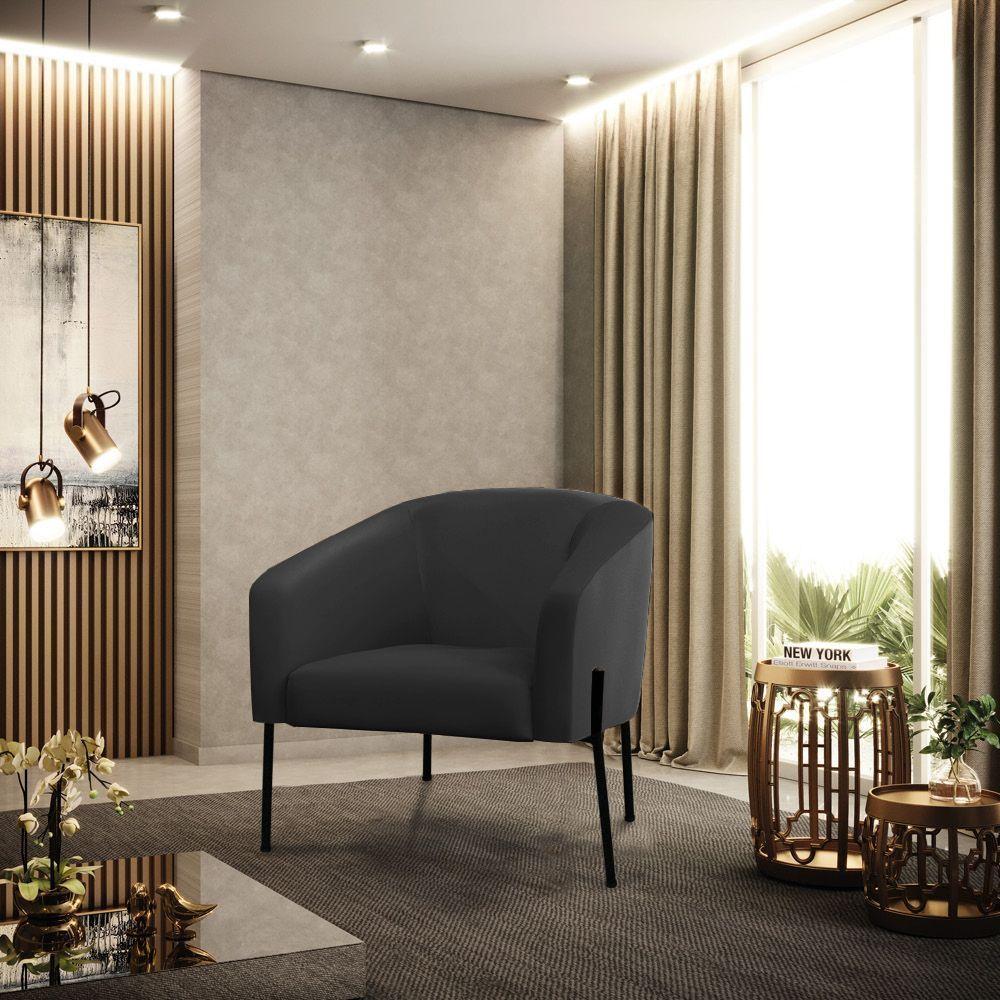 Cadeira Sala De Jantar Pé De Ferro Preto Stella Sintético D03 - D'rossi Cor Preto - 5