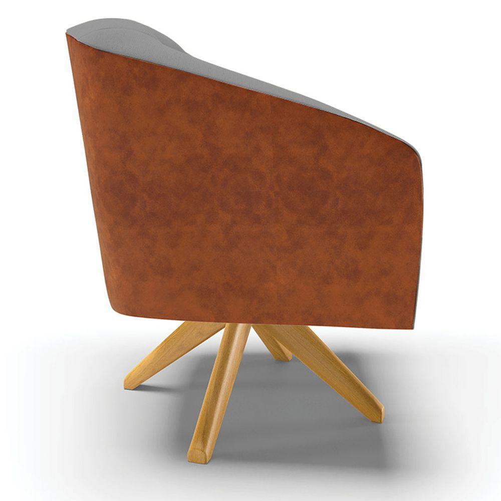 Cadeira Sala De Jantar Giratória Ma30 Kit 2 Stella Noz/linho D03 - D'rossi Cor Grafite - 2