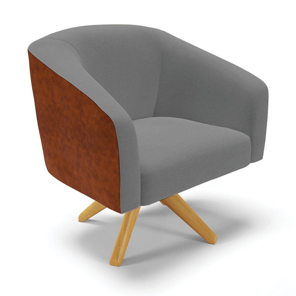 Cadeira Sala De Jantar Giratória Ma30 Kit 2 Stella Noz/linho D03 - D'rossi Cor Grafite - 3