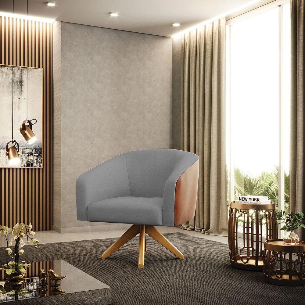 Cadeira Sala De Jantar Giratória Ma30 Kit 2 Stella Noz/linho D03 - D'rossi Cor Grafite - 7