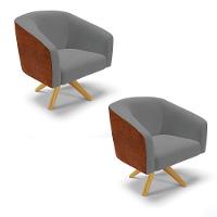 Cadeira Sala De Jantar Giratória Ma30 Kit 2 Stella Noz/linho D03 - D'rossi Cor Grafite - 1