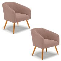 Cadeira Sala De Jantar Pé Palito Castanho Kit 2 Stella Bouclê D03 - D'rossi Cor Rose - 1