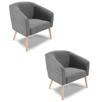 Cadeira Sala De Jantar Pé Palito Natural Kit 2 Stella Linho D03 - D'rossi Cor Grafite - 1