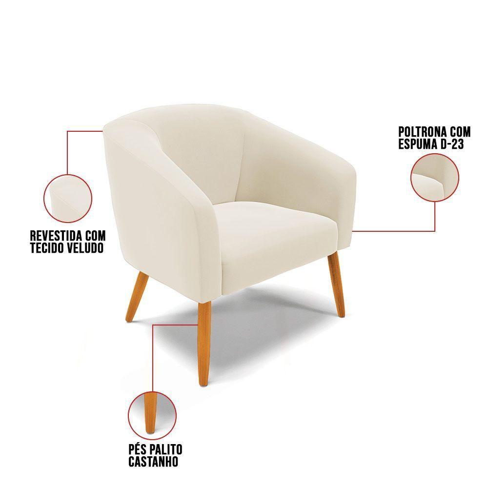 Cadeira Sala De Jantar Pé Palito Castanho Stella Veludo D03 - D'rossi Cor Bege - 5