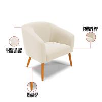 Cadeira Sala De Jantar Pé Palito Castanho Stella Veludo D03 - D'rossi Cor Bege - 5