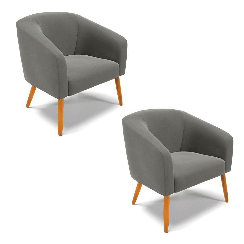 Cadeira Sala De Jantar Pé Palito Castanho Kit 2 Stella Suede D03 - D'rossi Cor Grafite - 1