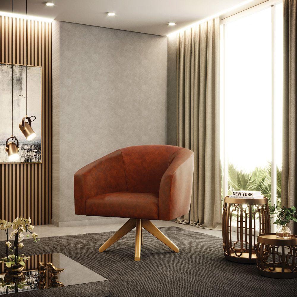 Cadeira Sala De Jantar Giratória Ma30 Kit 2 Stella Sintético Pu D03 - D'rossi Cor Nozes - 7