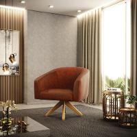 Cadeira Sala De Jantar Giratória Ma30 Kit 2 Stella Sintético Pu D03 - D'rossi Cor Nozes - 7