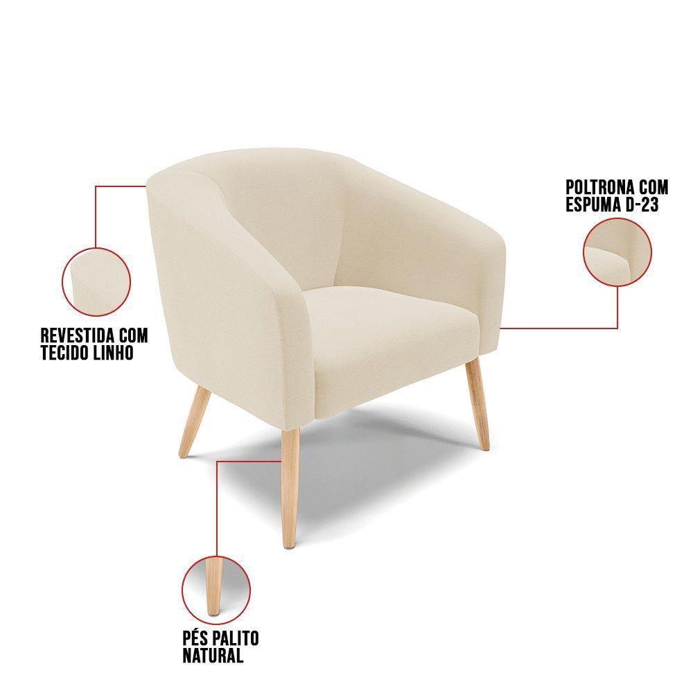 Cadeira Sala De Jantar Pé Palito Natural Stella Linho D03 - D'rossi Cor Bege - 5