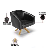 Cadeira Sala De Jantar Giratória Ma30 Stella Sintético Pu D03 - D'rossi Cor Preto - 5