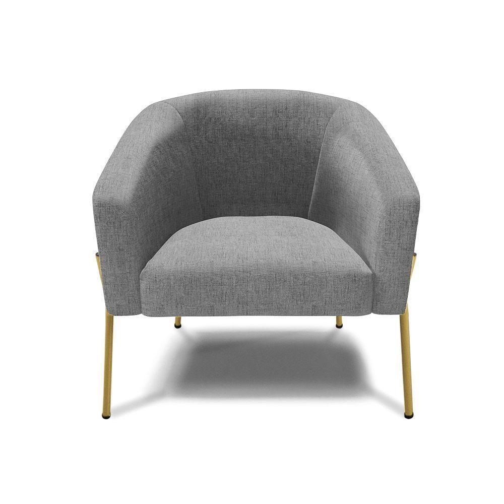 Cadeira Sala De Jantar Pé De Ferro Dourado Kit 2 Stella Linho D03 - D'rossi Cor Grafite - 3