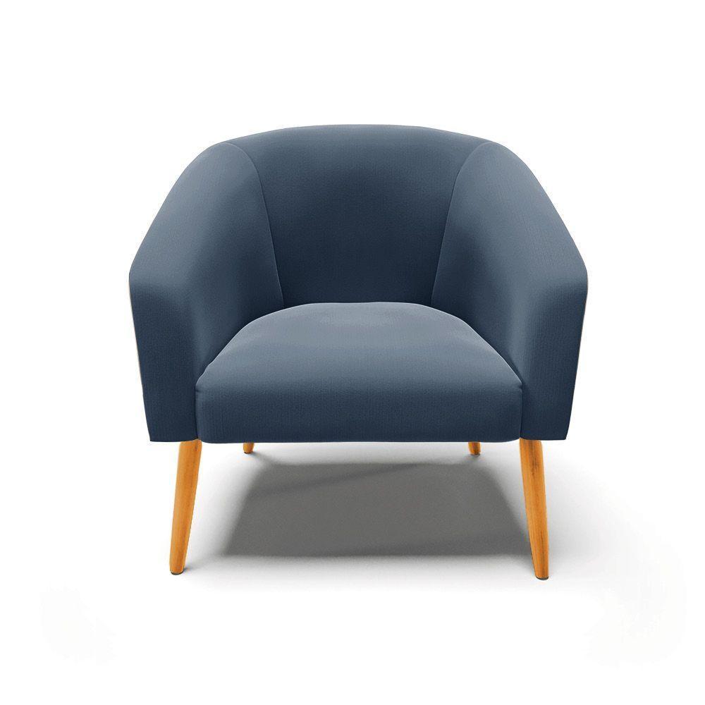 Cadeira Sala De Jantar Pé Palito Castanho Kit 2 Stella Suede D03 - D'rossi Cor Azul Marinho - 3
