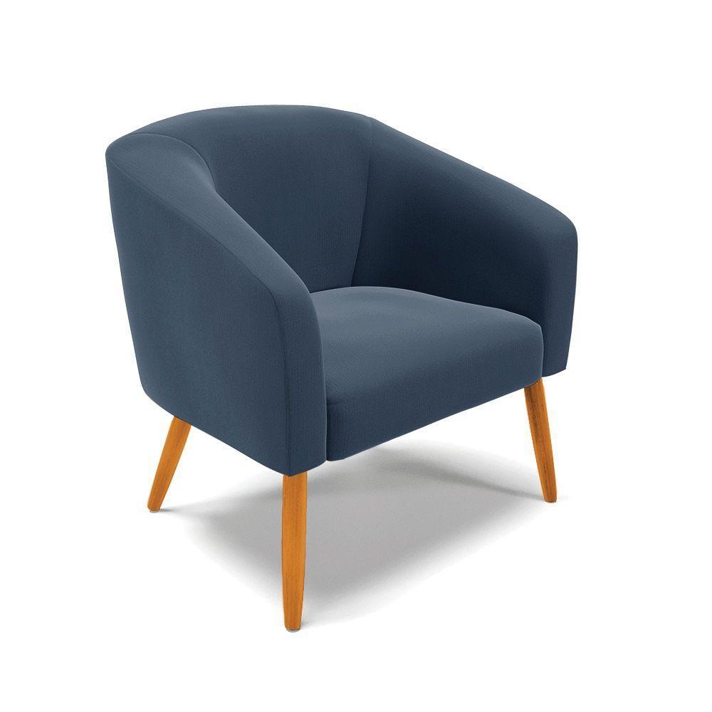 Cadeira Sala De Jantar Pé Palito Castanho Kit 2 Stella Suede D03 - D'rossi Cor Azul Marinho - 4