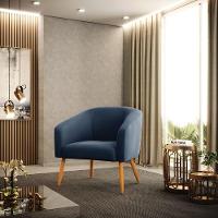 Cadeira Sala De Jantar Pé Palito Castanho Kit 2 Stella Suede D03 - D'rossi Cor Azul Marinho - 7