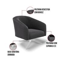 Cadeira Sala De Jantar Giratória Cromada Kit 2 Stella Bouclê D03 - D'rossi Cor Grafite - 8