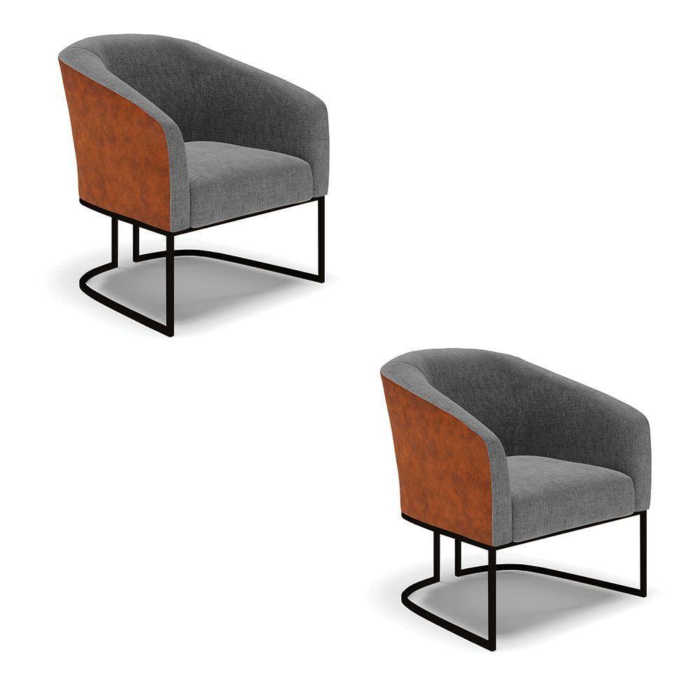 Cadeira Sala De Jantar Industrial Preto Kit 2 Stella Noz/linho D03 - D'rossi Cor Grafite - 1