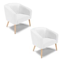 Cadeira Sala De Jantar Pé Palito Natural Kit 2 Stella Sintético D03 - D'rossi Cor Branco - 1