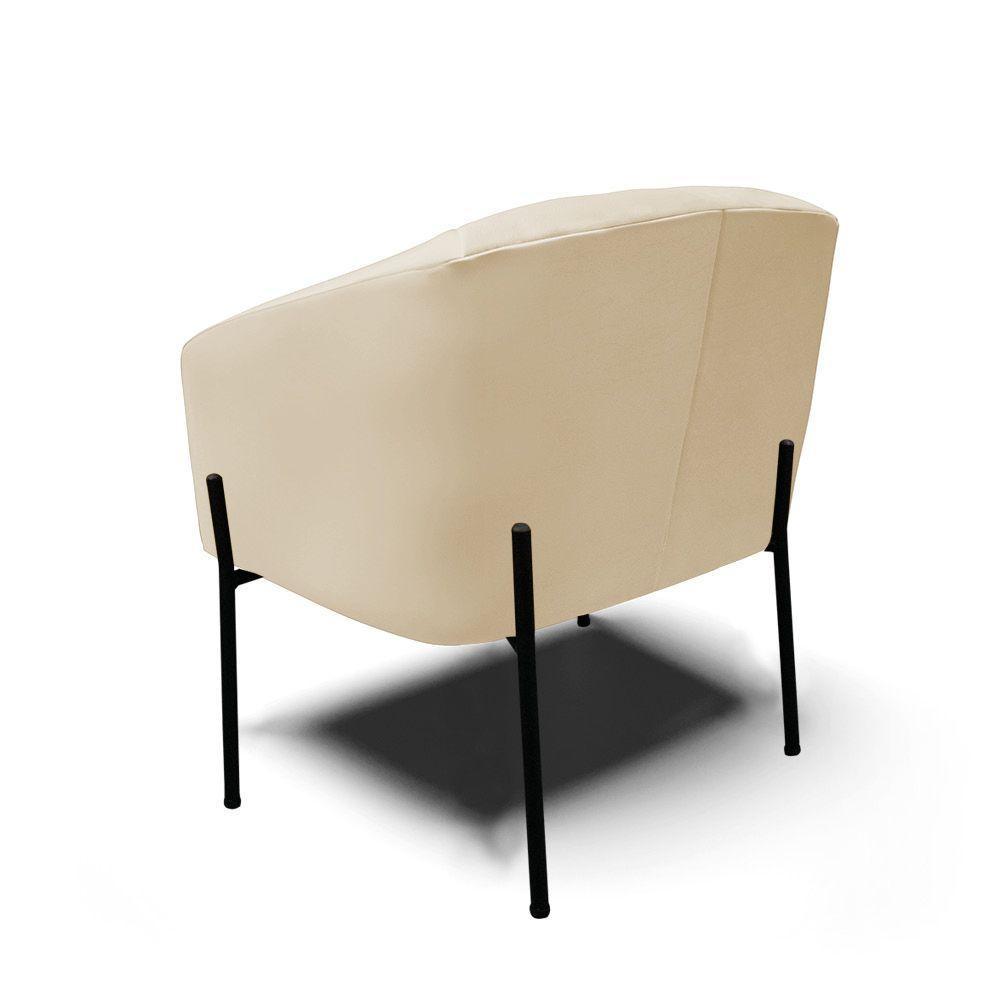 Cadeira Sala De Jantar Pé De Ferro Preto Stella Sintético D03 - D'rossi Cor Bege - 2