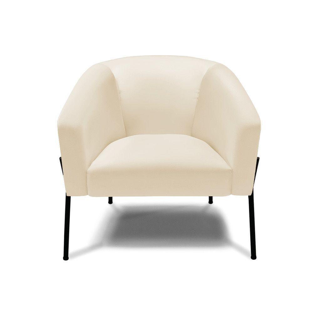 Cadeira Sala De Jantar Pé De Ferro Preto Stella Sintético D03 - D'rossi Cor Bege - 3