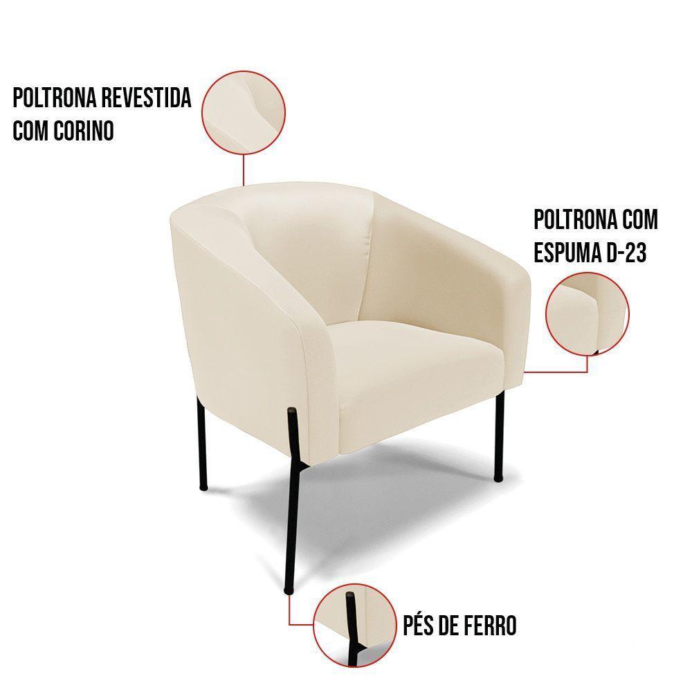 Cadeira Sala De Jantar Pé De Ferro Preto Stella Sintético D03 - D'rossi Cor Bege - 5