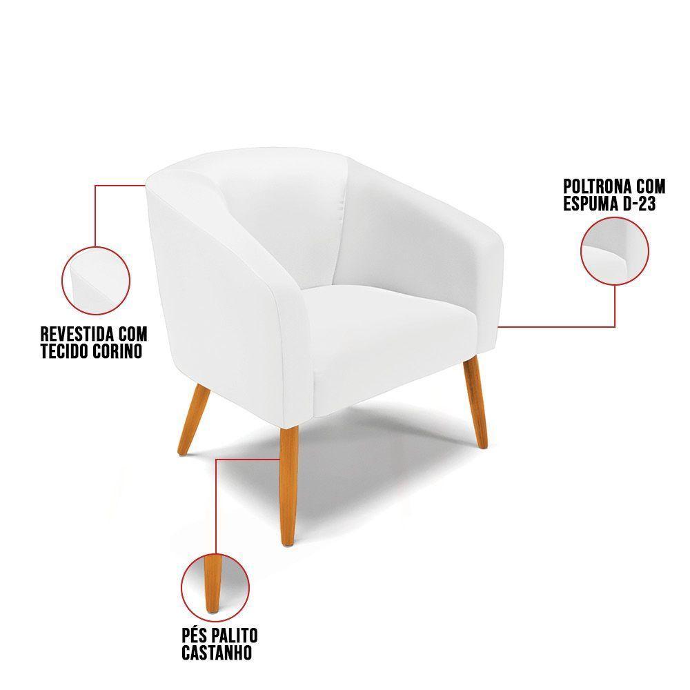 Cadeira Sala De Jantar Pé Palito Castanho Kit 2 Stella Sintético D03 - D'rossi Cor Branco - 6