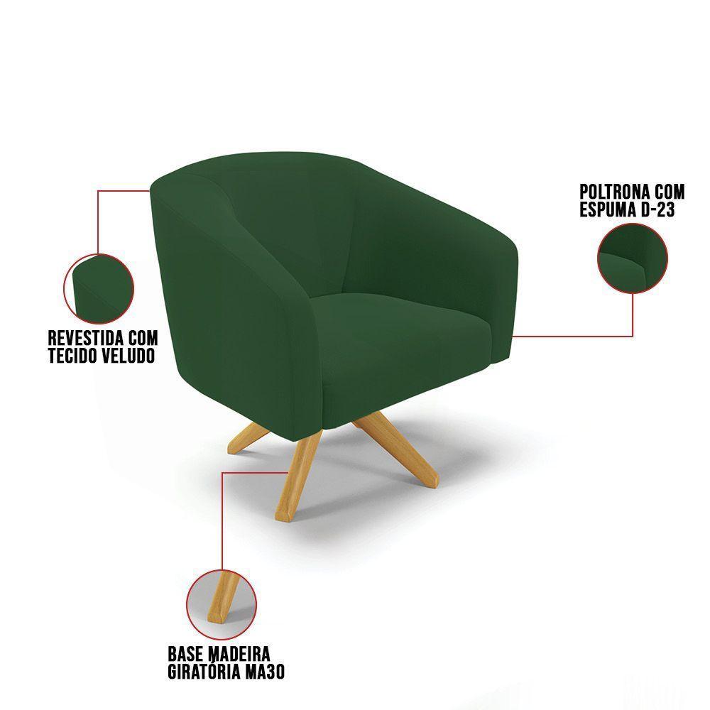 Cadeira Sala De Jantar Giratória Ma30 Kit 2 Stella Veludo D03 - D'rossi Cor Verde - 5