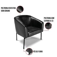 Cadeira Sala De Jantar Pé De Ferro Preto Stella Sintético Pu D03 - D'rossi Cor Preto - 5