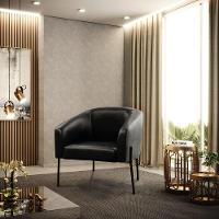 Cadeira Sala De Jantar Pé De Ferro Preto Stella Sintético Pu D03 - D'rossi Cor Preto - 6