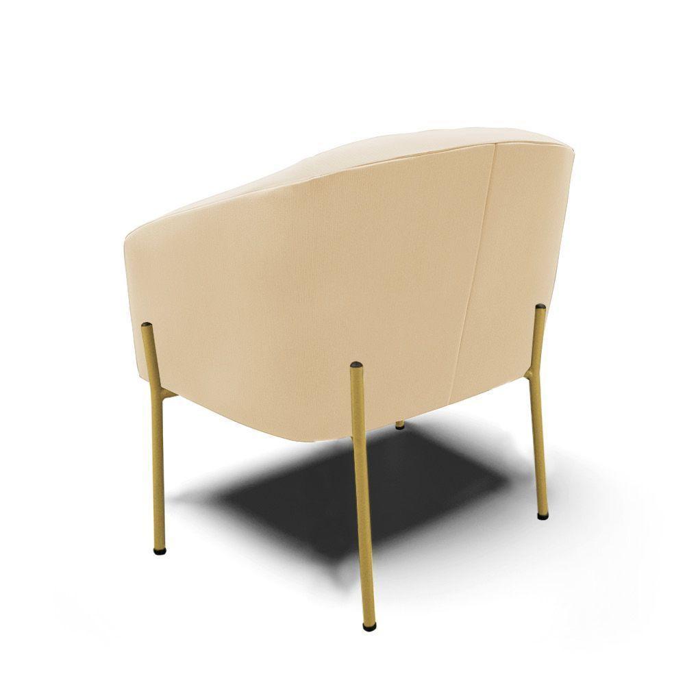 Cadeira Sala De Jantar Pé De Ferro Dourado Stella Suede D03 - D'rossi Cor Bege - 2